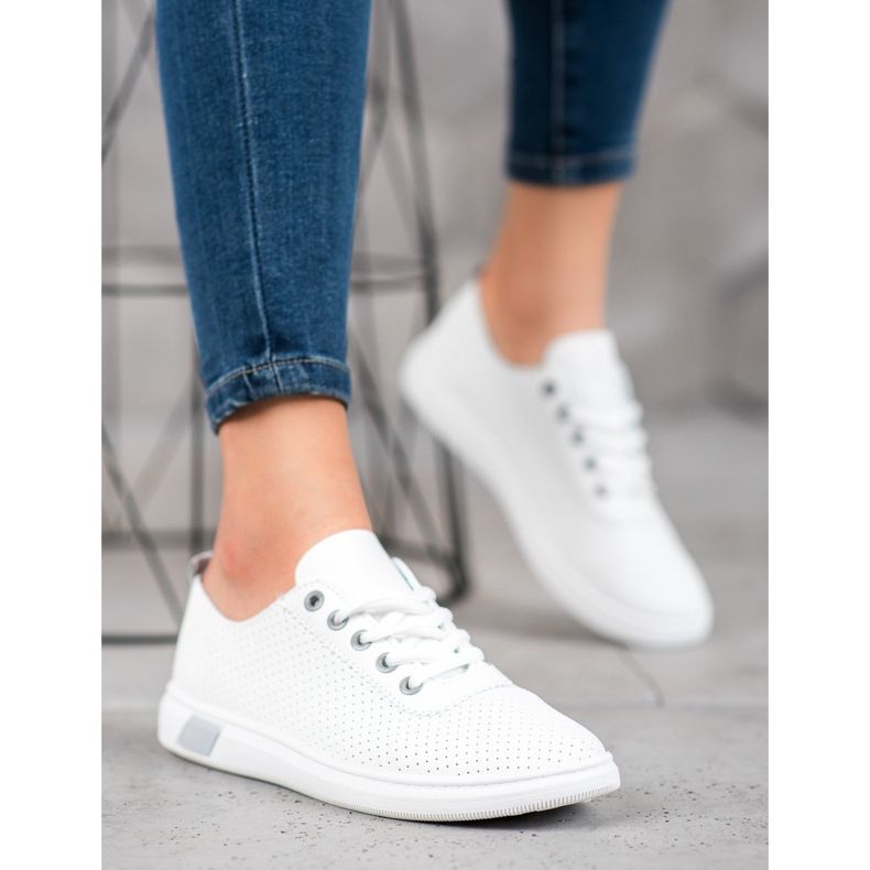 SHELOVET Avoimet lenkkarit Eco -nahkaa valkoinen harmaa 2