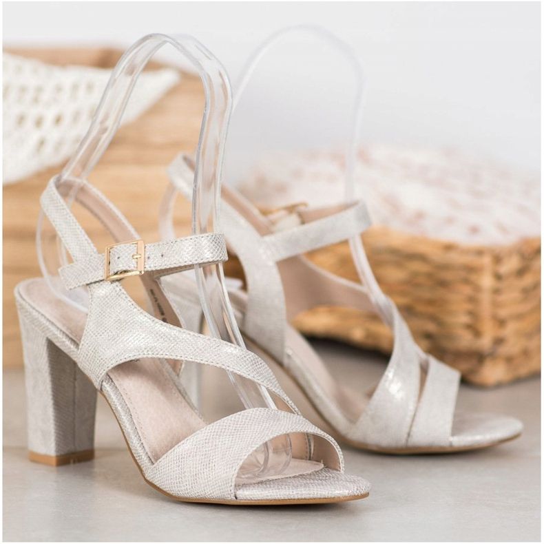 Goodin Tyylikkäät sandaalit glitterillä harmaa kultainen 1