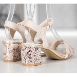 Goodin Mukavat sandaalit matalalla pylväällä beige kultainen 1