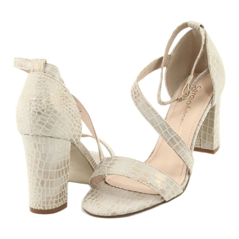 Gladiator -sandaalit Sergio Leone SK870 beige kultainen 6