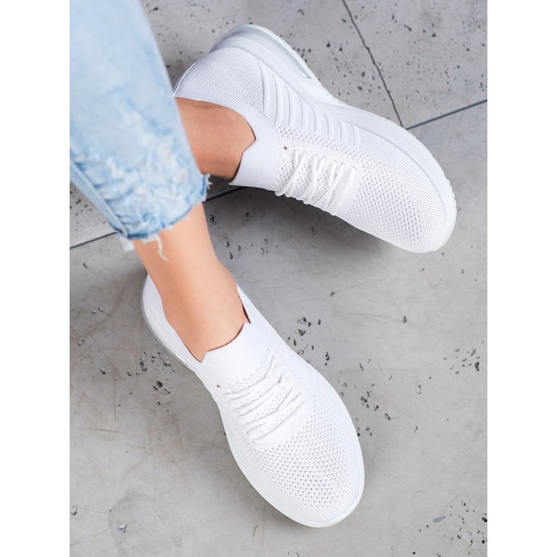 SHELOVET Valkoiset tekstiilikengät alustalla valkoinen 1