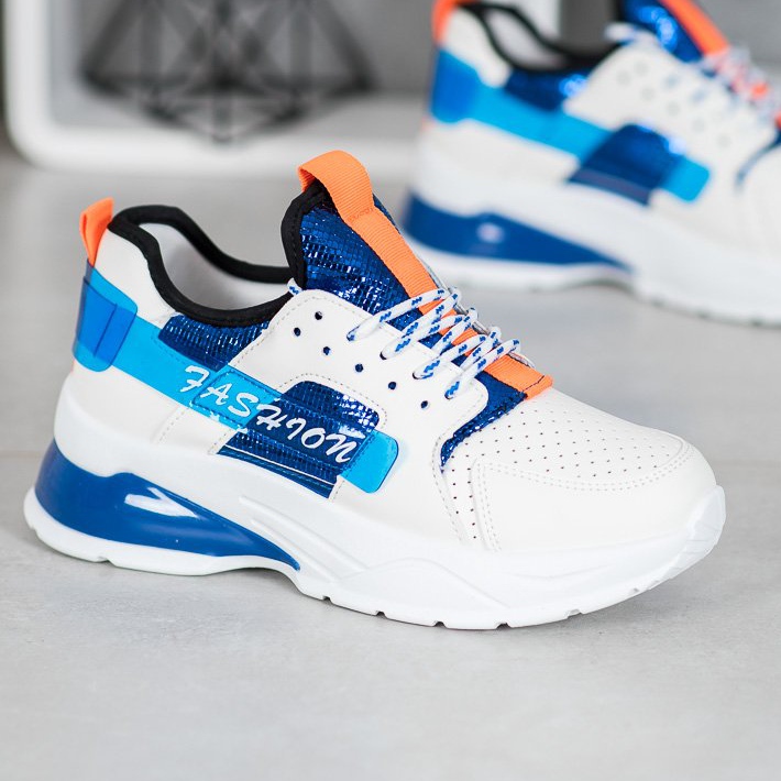 SHELOVET Valkoiset muoti lenkkarit valkoinen sininen 1