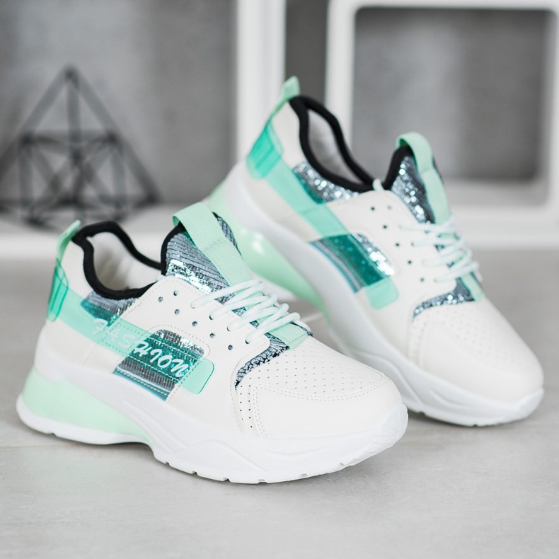 SHELOVET Valkoiset muoti lenkkarit valkoinen vihreä 1