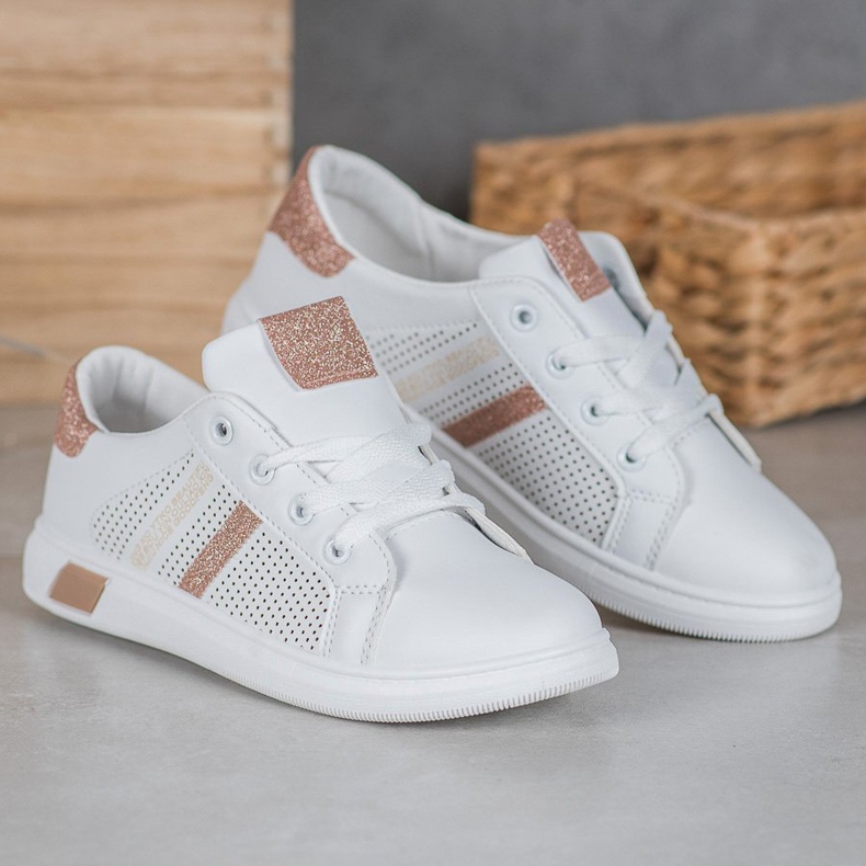 SHELOVET Valkoiset kengät glitterillä valkoinen keltainen 1