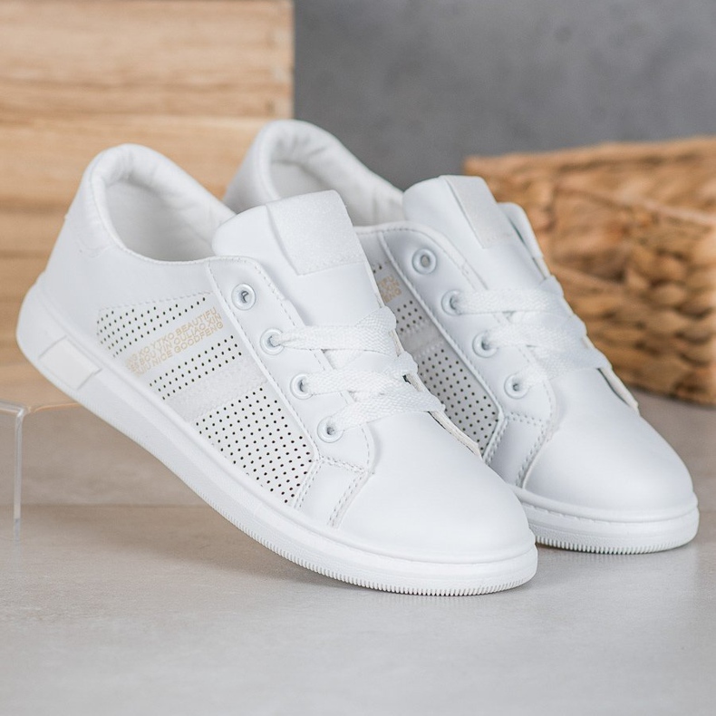 SHELOVET Valkoiset kengät glitterillä valkoinen 2