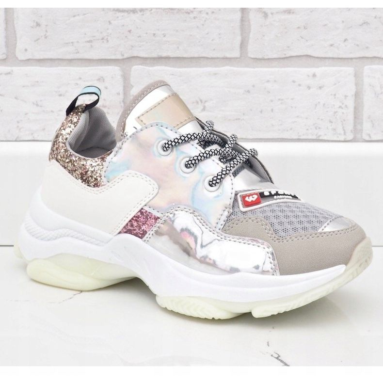 Tyylikkäät hopeiset urheilukengät B0-206 harmaa monivärinen 1