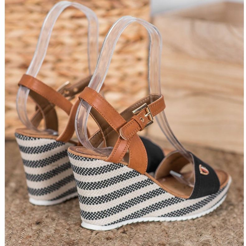 Goodin Muodikkaat kiilamaiset sandaalit ruskea musta monivärinen 2