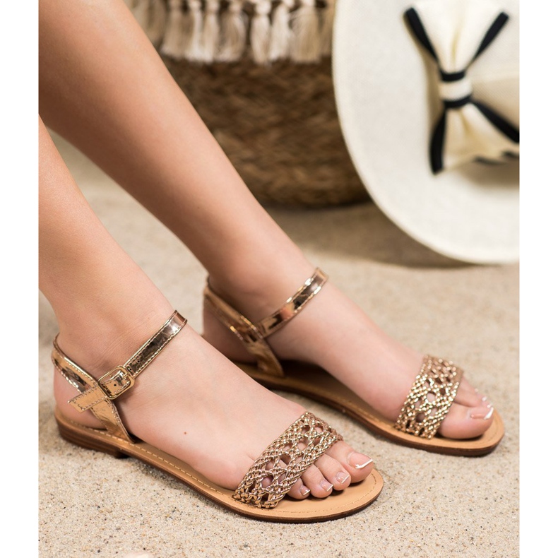 Small Swan Tyylikkäät punotut sandaalit keltainen 2 Small Swan Tyylikkäät punotut sandaalit keltainen 2