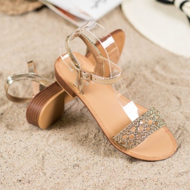 Small Swan Tyylikkäät punotut sandaalit kultainen 1