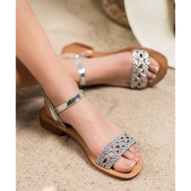 Small Swan Tyylikkäät punotut sandaalit harmaa 1