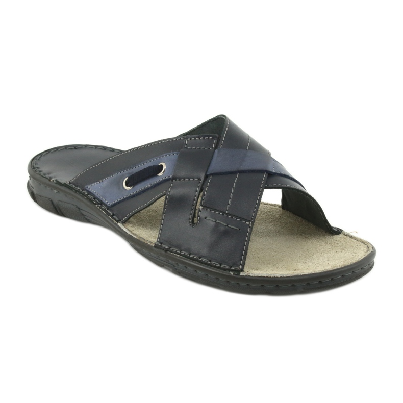 Mukavat nahkatossut Naszbut 055 laivastonsininen sininen 1