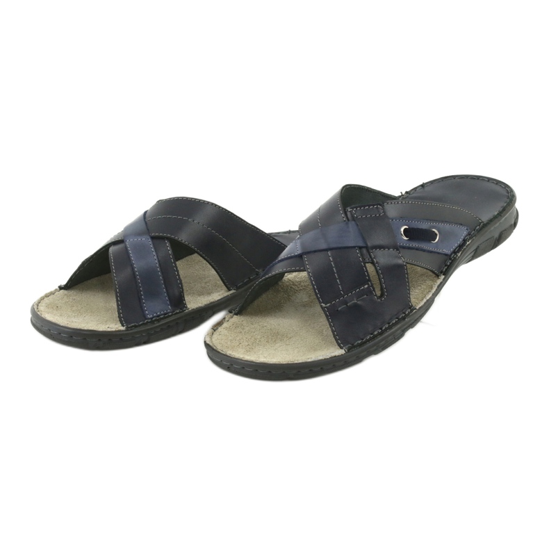 Mukavat nahkatossut Naszbut 055 laivastonsininen sininen 3