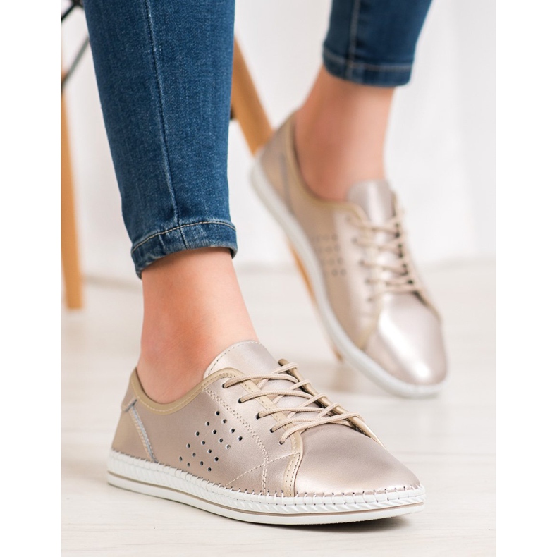 Kylie Nahkaiset nahkaiset kengät kultainen 1