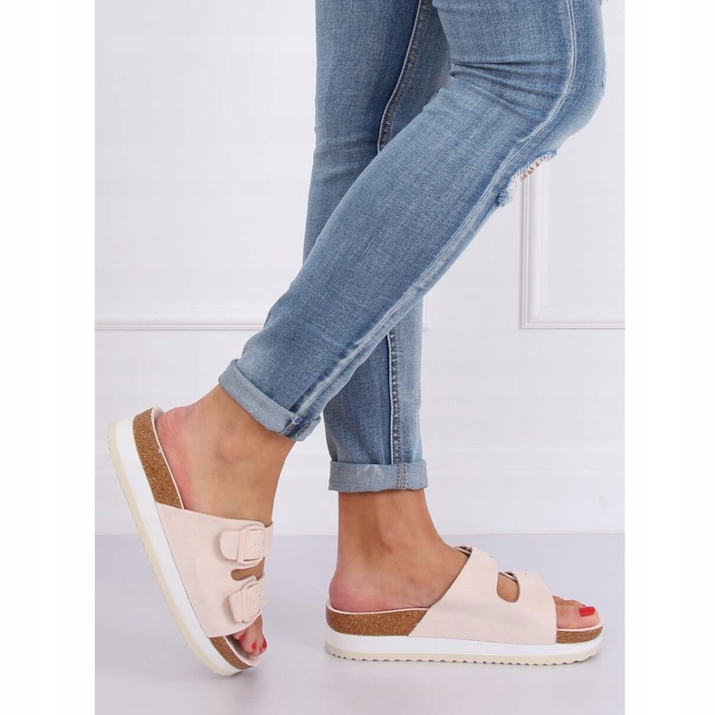 Beige scholki -tossut SS115P Beige monivärinen vaaleanpunainen 1