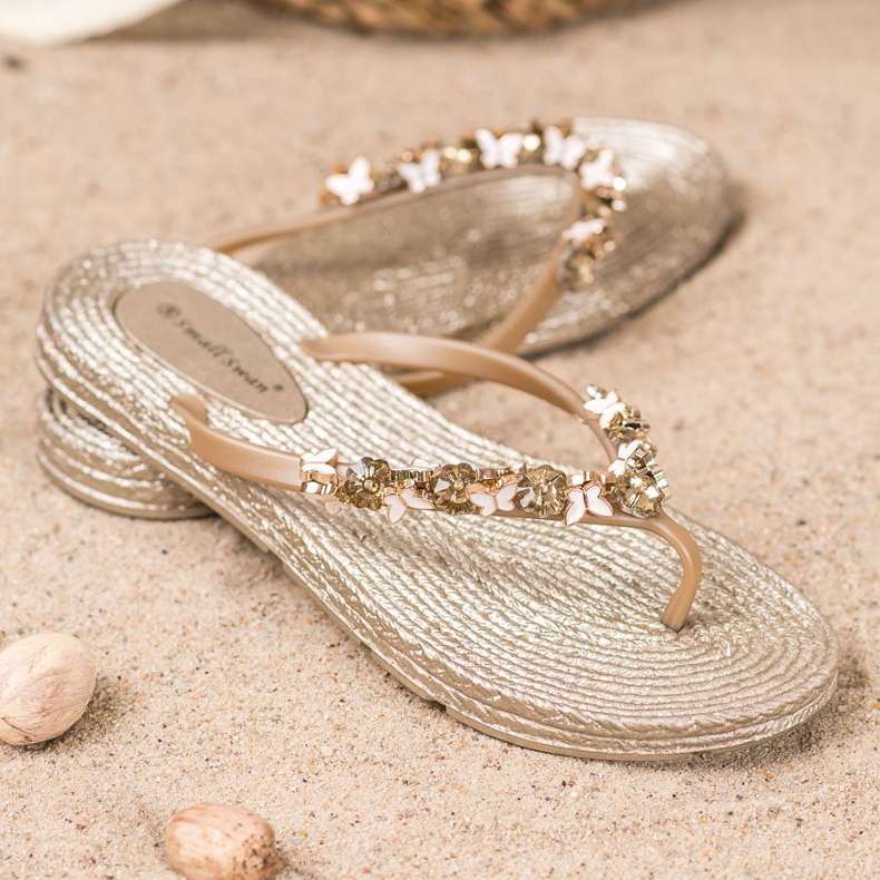 SHELOVET Kumiset varvastossut koristeilla keltainen 1