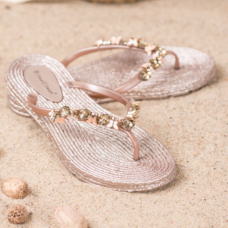 SHELOVET Kumiset varvastossut koristeilla vaaleanpunainen 1