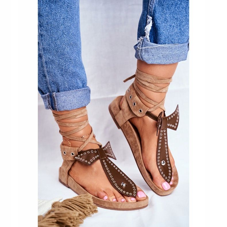 Lu Boo Naisten ruskeat solmitut sandaalit Japanese Mara 2