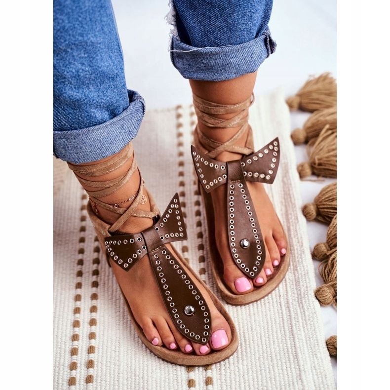 Lu Boo Naisten ruskeat solmitut sandaalit Japanese Mara 1