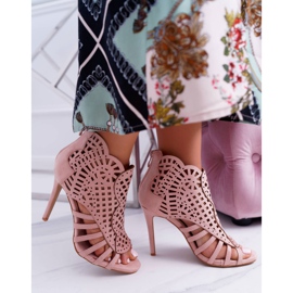 SEA Naisten mokkanahkaiset sandaalit korkokenkäjauheella Pinkki Viviane vaaleanpunainen 2