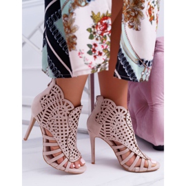 SEA Naisten Mokkanahka Beige Sandaalit korkealla korolla Viviane 2