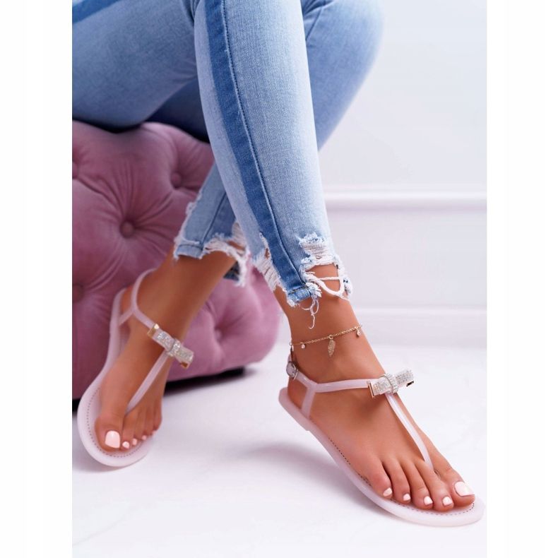 LU BOO Naisten sandaalit Meliski-varvassandaalit vaaleanpunaisilla Lomba-paljeteilla vaaleanpunainen 2