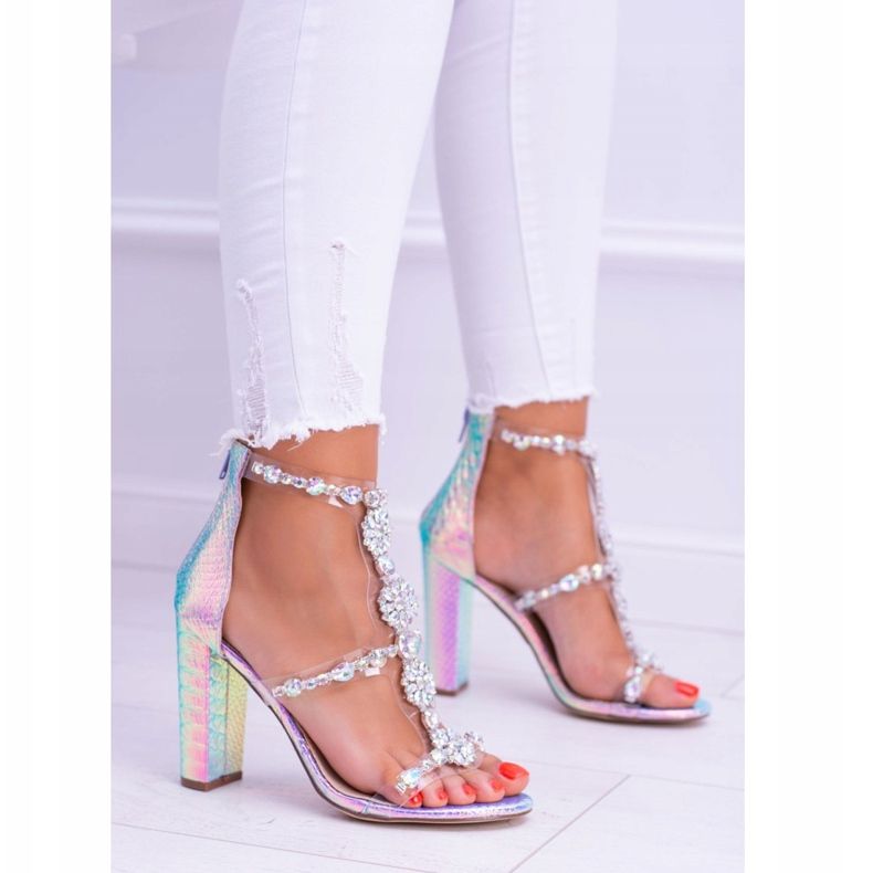 Lu Boo Bensiini Violetti Sandaalit Taylor -tekojalokivillä monivärinen 2