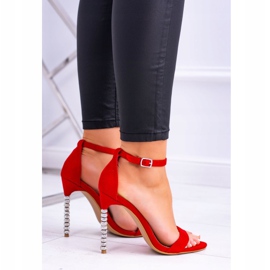 BUGO Naisten sandaalit korkokengillä, koristeltu kuutiollisella zirkonia Elidalla punainen 2