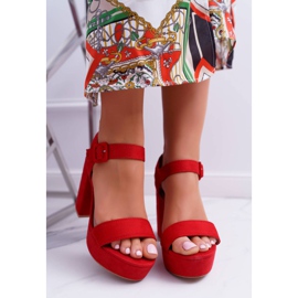 NFR Naisten sandaalit korkealla korolla ja alustalla Punainen LaMondes 2
