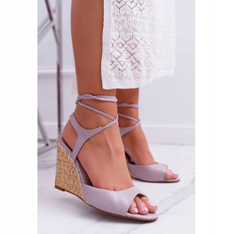 Sandaalit kiilassa Laura Messi 1944 Nahka Vaalea Violetti Lenormo 2