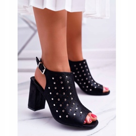 Vinceza Naisten sandaalit kantapäässä, aukko, jossa strassit musta Hendrix 2