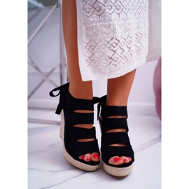 FRJ Naisten sandaalit pellavakiilalla sidottu musta Cantare 2