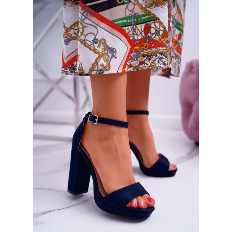 ADY Naisten laivastonsiniset sandaalit kantapäällä Debora -alustalla laivastonsininen 2