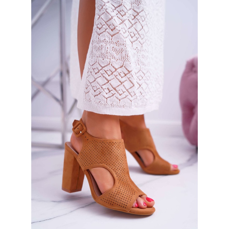 HAN Naisten sandaalit kantapäässä Suede Openwork Camel HiBaby ruskea 1