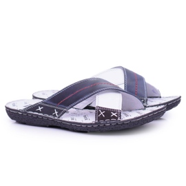 Iguana Tummansininen vaalea nahkainen miesten tossut Okei laivastonsininen 1