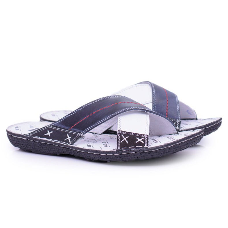 Iguana Tummansininen vaalea nahkainen miesten tossut Okei laivastonsininen 1