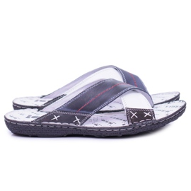 Iguana Tummansininen vaalea nahkainen miesten tossut Okei laivastonsininen 2