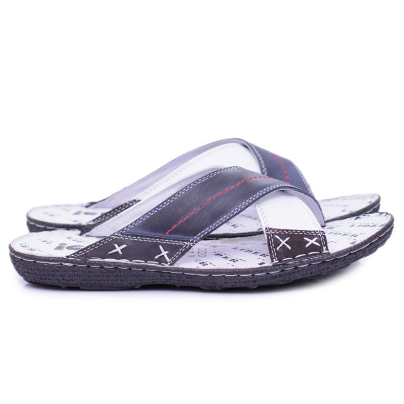 Iguana Tummansininen vaalea nahkainen miesten tossut Okei laivastonsininen 2