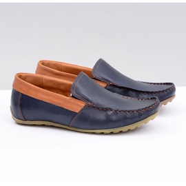 Neex | Tummansininen nahkainen miesten Pardon Slip-On Loaferit 1