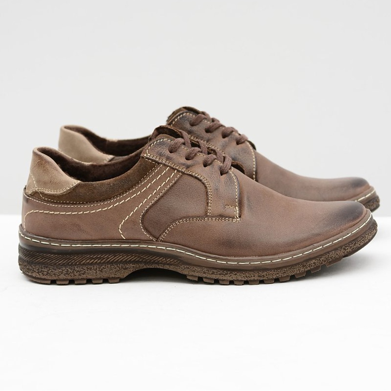 KOMODO Ernesto Ruskea nahkainen miesten lämpimät saappaat talveksi 2