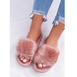 Naisten tohvelit turkiksella vaaleanpunainen 1