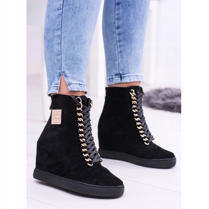 Naisten lenkkarit Lu Boo ketjuilla Suede Black Monica musta 2