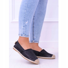 Lu Boo Black Glitter Naisten Espadrilles Slip On Miravet musta 2