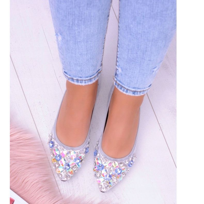 Lu Boo Silver Ballerinat jopa elastisilla kivillä harmaa 2