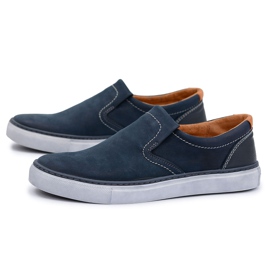 Neex | Puolalaiset Slip-On-nahkaiset miesten jazz-kengät tummansininen 1