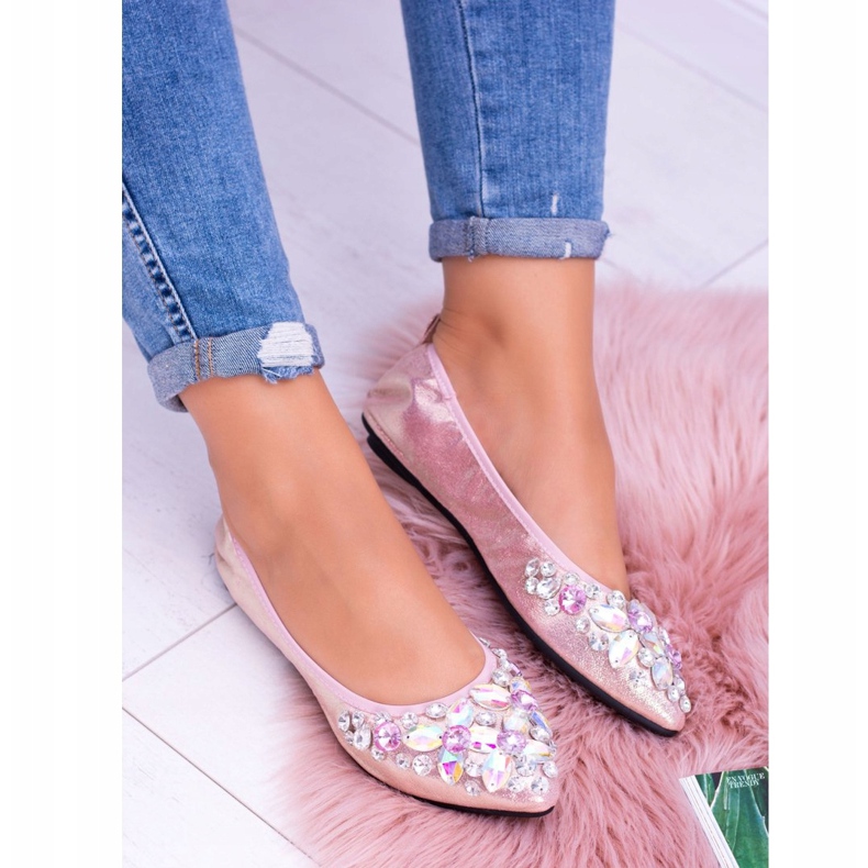 Lu Boo vaaleanpunaiset ballerinat joustavilla kivillä vaaleanpunainen 2