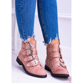 Lu Boo Pinkki Saappaat Virginia Rock Star Niitit Soljet Mokkanahka vaaleanpunainen 2