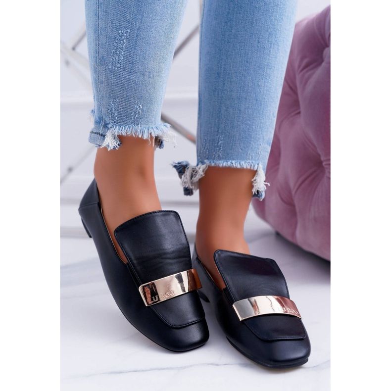 Naisten Loaferit Lu Boo Black Grain Lautasella Harlem musta 1