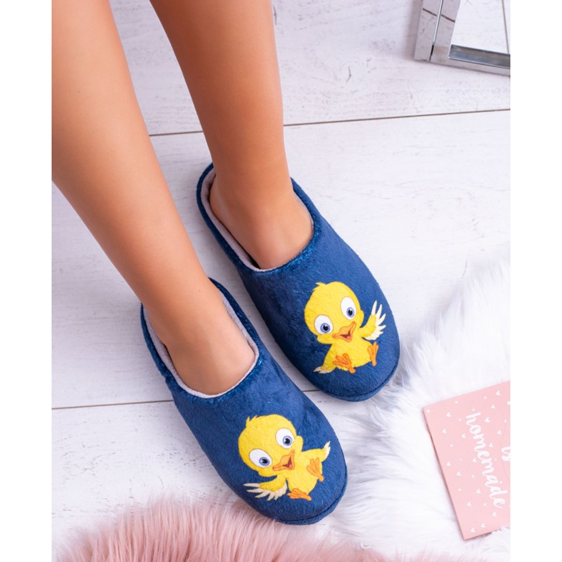 Dreex Naisten kotimaiset lämpimät tossut tossut linnun kanssa laivastonsininen 1