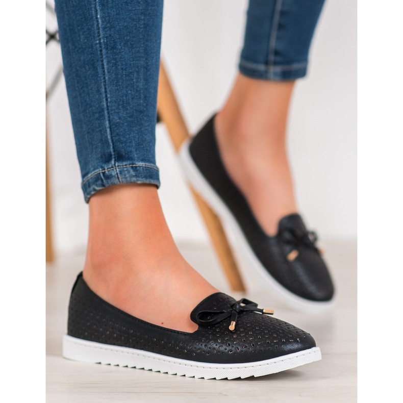 Weide Avoimet loafers glitterillä musta 2