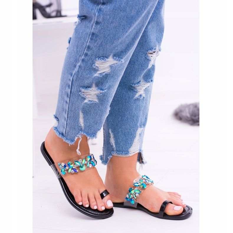 Lu Boo Elegantti mustat paljetit Tanut -tossut 2